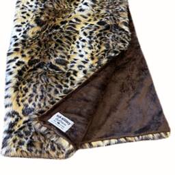 Plush Faux Fur Throw Blanket, Soft Traditional Brown Spotted Leopard Bedspread - Luxury Minky Cuddle Lining Accents Usa - thumbnail 4