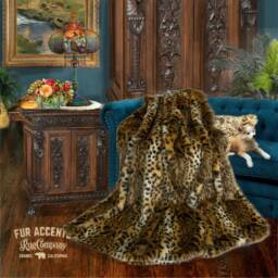 Plush Faux Fur Throw Blanket, Soft Traditional Brown Spotted Leopard Bedspread - Luxury Minky Cuddle Lining Accents Usa - thumbnail 3