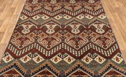 6x9 Rug Indian Modern Ikat Design Handmade Wool #2620 - 180x275 cms. Free Shipping - thumbnail 1