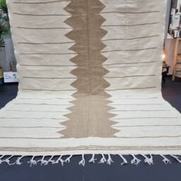 Amazing Kilim Rug, Handmade Moroccan Rug, Flatweave Tan Abstract Dhurrie Berber Area Wool Custom Rug - thumbnail 3