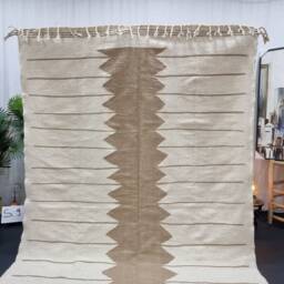 Amazing Kilim Rug, Handmade Moroccan Rug, Flatweave Tan Abstract Dhurrie Berber Area Wool Custom Rug - thumbnail 2
