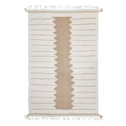 Amazing Kilim Rug, Handmade Moroccan Rug, Flatweave Tan Abstract Dhurrie Berber Area Wool Custom Rug - thumbnail 4