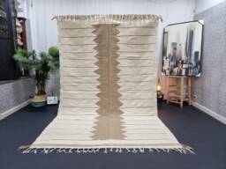 Amazing Kilim Rug, Handmade Moroccan Rug, Flatweave Tan Abstract Dhurrie Berber Area Wool Custom Rug - thumbnail 1