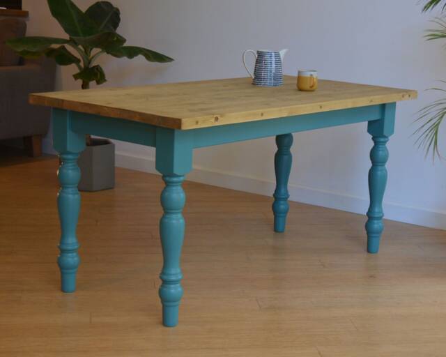 Bespoke Rustic Wooden Farmhouse Table Desk Reclaimed Scaffold Boards Wood Handmade Dining Office Furniture Custom Made To Order UK - image 1