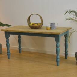 Bespoke Rustic Wooden Farmhouse Table Desk Reclaimed Scaffold Boards Wood Handmade Dining Office Furniture Custom Made To Order UK - thumbnail 3