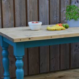 Bespoke Rustic Wooden Farmhouse Table Desk Reclaimed Scaffold Boards Wood Handmade Dining Office Furniture Custom Made To Order UK - thumbnail 2