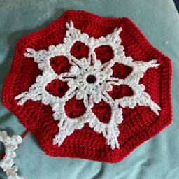 Crocheted Snowflake Afghan Peach & Cream Blanket - thumbnail 4