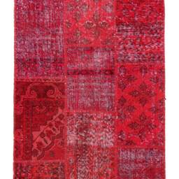 2.9' X 11.5' Red Handmade Turkish Patchwork Runner Rug, - 91 351 cm - thumbnail 3