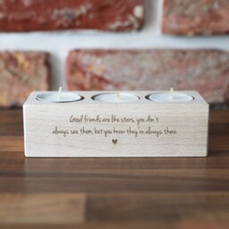 Engraved Wooden Tealight Candle Holder With Custom Friendship Quote For Home Decor - thumbnail 3
