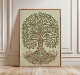 Tree Of Life Poster, Modern Minimalist Wall Art Print, Nature Inspired Boho Decor, Botanical Artwork, Spiritual Zen Home Print - thumbnail 1
