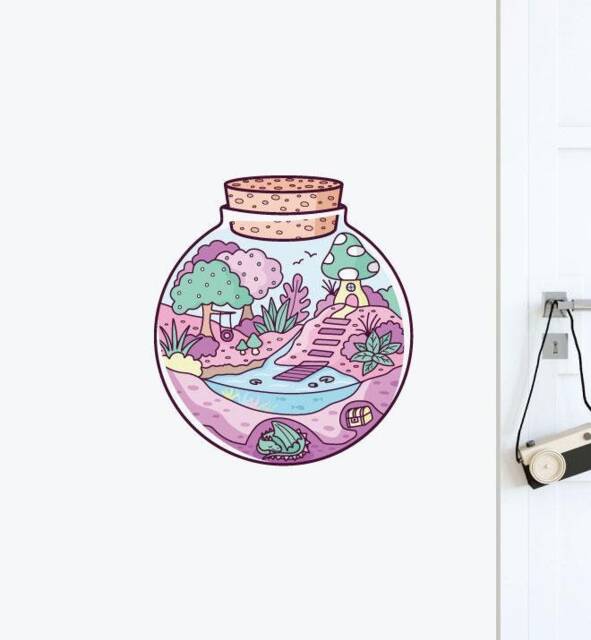Pocket Fairy Land in A Jar Wall Sticker Decal - Kids Stickers, Animals Childrens Decals, Art, Room