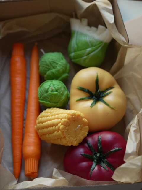 Set Of Vegetable Candles - Handmade Soy Kitchen Decor Unscented - image 1