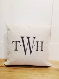 Personalized Linen Monogram Pillow Cover - Farmhouse Decor - thumbnail 3
