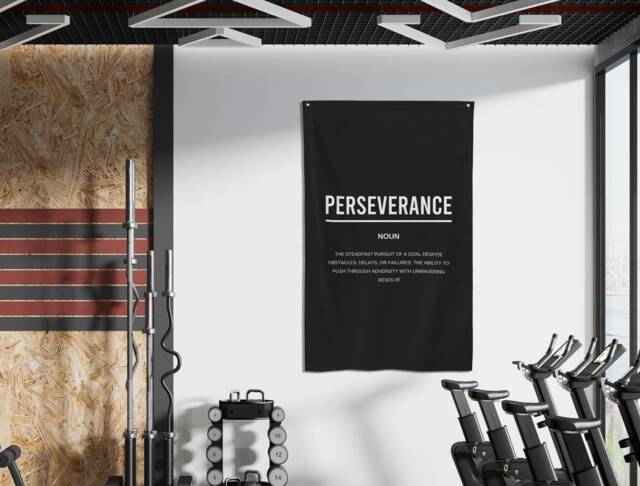 Perseverance Definition Flag - Motivational Gym Banner, Office Wall Art, Inspirational Decor, Never Give Up, Success Mindset, Fitness Decor - image 1