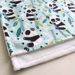 Panda Baby Blanket, Bear Blue Baby Boy Girl Shower Gift Idea, Bears Blanket - thumbnail 2