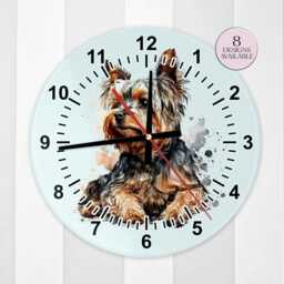 Watercolour Yorkshire Terrier Glass Wall Clock - Dog Gift Home D??cor Yorkie Mum Housewarming - thumbnail 2