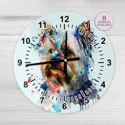 Watercolour Yorkshire Terrier Glass Wall Clock - Dog Gift Home D??cor Yorkie Mum Housewarming - thumbnail 3