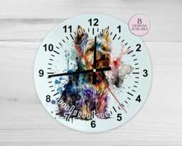 Watercolour Yorkshire Terrier Glass Wall Clock - Dog Gift Home D??cor Yorkie Mum Housewarming