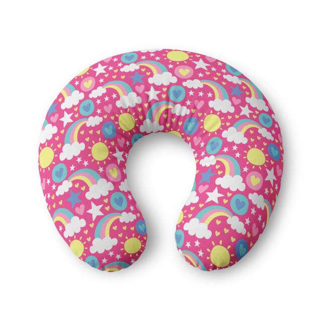 Rainbow Hearts Pattern Nursing Pillow Cover - Pink Baby Shower, Support - image 1