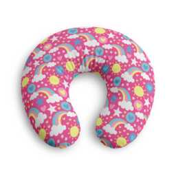 Rainbow Hearts Pattern Nursing Pillow Cover - Pink Baby Shower, Support - thumbnail 2