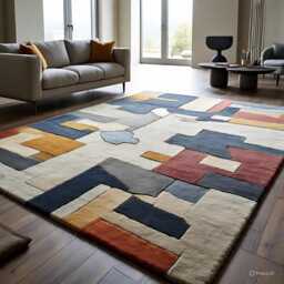 Hand Knotted Wool Oushak Rug, Geometric Star, Neutral Brown