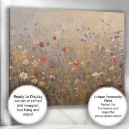 Delicate Wildflower Meadow Soft Neutral Botanical Painting Canvas Wall Art Print Decor Picture Ready To Hang - thumbnail 3
