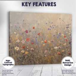 Delicate Wildflower Meadow Soft Neutral Botanical Painting Canvas Wall Art Print Decor Picture Ready To Hang - thumbnail 1