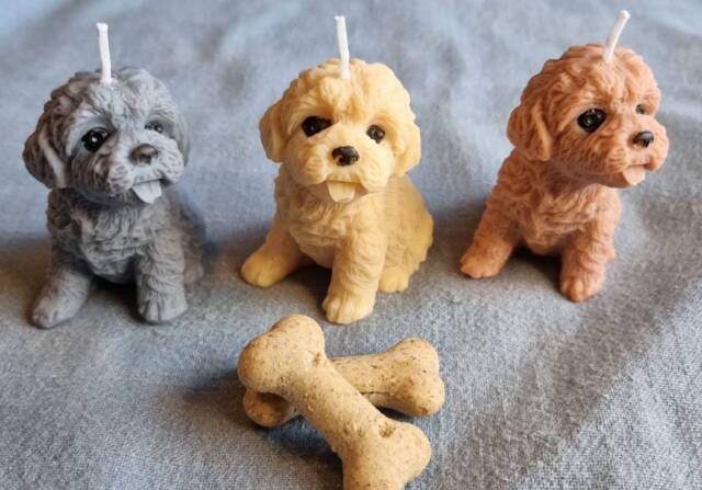 Sitting Dog Candle Gift Set. Soy Wax For Owners Pet Memorial - image 1