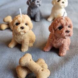 Sitting Dog Candle Gift Set. Soy Wax For Owners Pet Memorial - thumbnail 2
