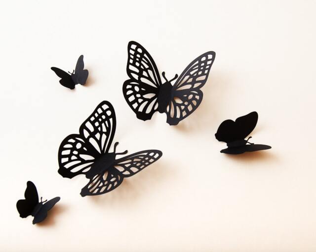 3D Butterfly Wall Art Wall Butterflies, Paper Whimsical Decor, Black Morpho Filigree - image 1