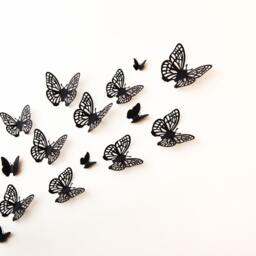 3D Butterfly Wall Art Wall Butterflies, Paper Whimsical Decor, Black Morpho Filigree - thumbnail 2