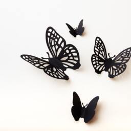 3D Butterfly Wall Art Wall Butterflies, Paper Whimsical Decor, Black Morpho Filigree - thumbnail 3