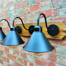 Industrial Wall Sconce Lighting 3 Metal Shade Lights Mounted Lamp Vintage - thumbnail 2