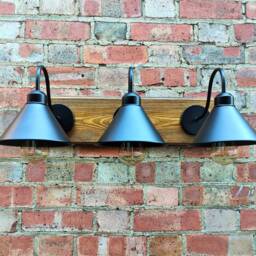 Industrial Wall Sconce Lighting 3 Metal Shade Lights Mounted Lamp Vintage - thumbnail 3
