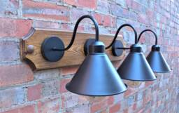 Industrial Wall Sconce Lighting 3 Metal Shade Lights Mounted Lamp Vintage - thumbnail 1