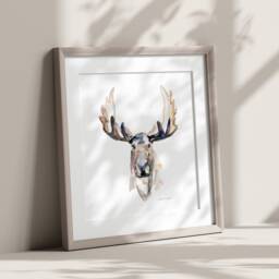 Moose Watercolor Painting Print - Animal Portrait Wall Art - thumbnail 3
