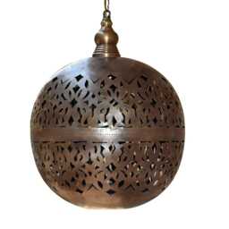 Moroccan Globe Pendant Lamp Silver Brass With Hand-Cut Pattern - thumbnail 3