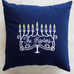 Personalized Menorah Pillow Cover, Hanuukah Family Pillow, Hanukkah Decoration, Gold & Silver, Embroidered Gift, Jewish Decor - thumbnail 3