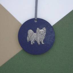 Papillon Wooden Disk Decoration - Christmas Ornament Tree Bauble Dog Hanging Mum Gift - thumbnail 2