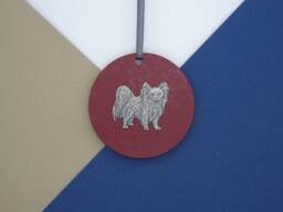 Papillon Wooden Disk Decoration - Christmas Ornament Tree Bauble Dog Hanging Mum Gift