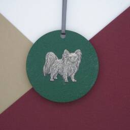 Papillon Wooden Disk Decoration - Christmas Ornament Tree Bauble Dog Hanging Mum Gift - thumbnail 3