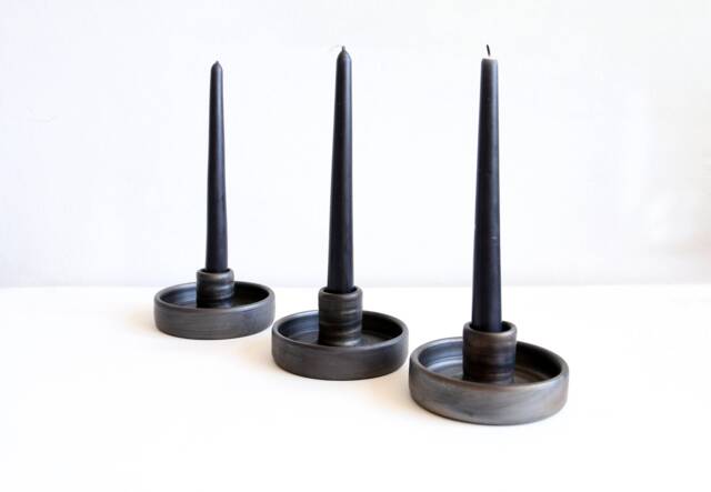 Cylinder Candleholder For Tapered Candle Sticks Black Metallic Finish Scandinavian Design Minimalist Interior Decor - image 1