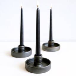 Cylinder Candleholder For Tapered Candle Sticks Black Metallic Finish Scandinavian Design Minimalist Interior Decor - thumbnail 2