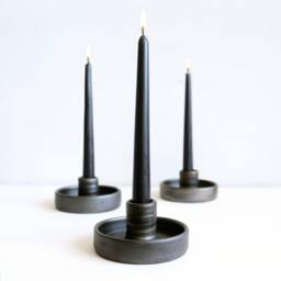 Cylinder Candleholder For Tapered Candle Sticks Black Metallic Finish Scandinavian Design Minimalist Interior Decor - thumbnail 3