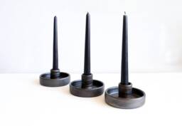 Cylinder Candleholder For Tapered Candle Sticks Black Metallic Finish Scandinavian Design Minimalist Interior Decor