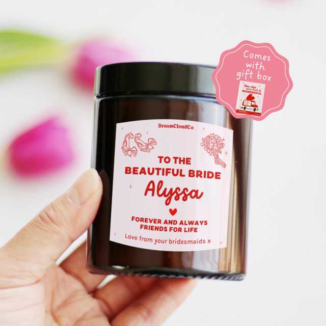 Gift For Bride To Be Friend - Bridal Shower Hen Do From Bridesmaid Wedding Day Personalized Candle - image 1
