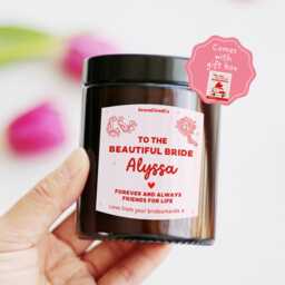 Gift For Bride To Be Friend - Bridal Shower Hen Do From Bridesmaid Wedding Day Personalized Candle - thumbnail 1