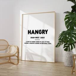 Hangry Definition Print - Dictionary Foodie Gift Food Lover Wall Art Kitchen Black & White - thumbnail 2