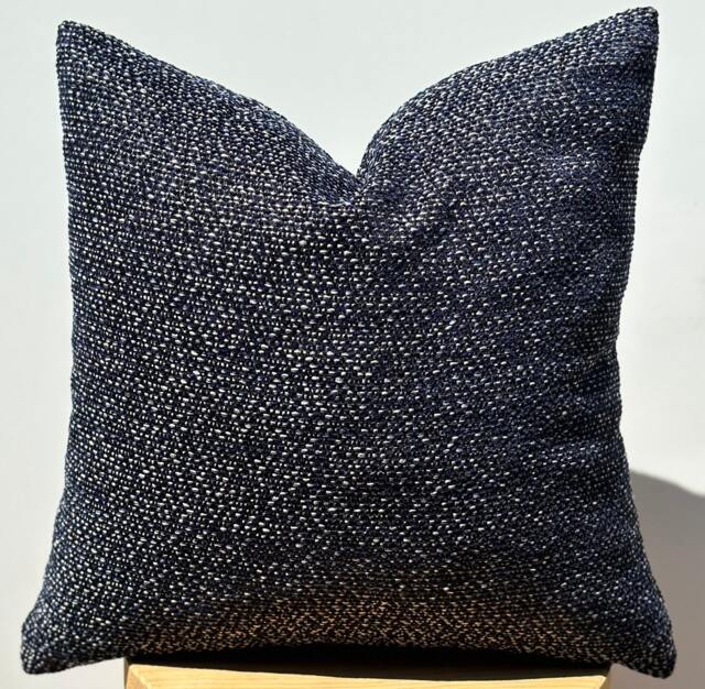 Navy Blue Chenille Cotton Textured Pillow Cover - 20x20 - image 1