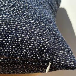 Navy Blue Chenille Cotton Textured Pillow Cover - 20x20 - thumbnail 3